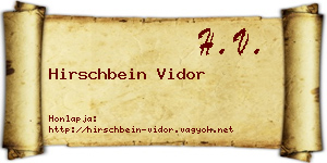 Hirschbein Vidor névjegykártya
